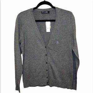 7th Avenue Gray Front Button V Neck Cardigan